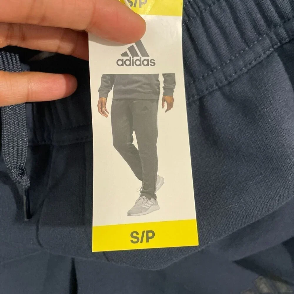 NEW Adidas Mens S Navy Blue Jogger Pants Polyester Athletic